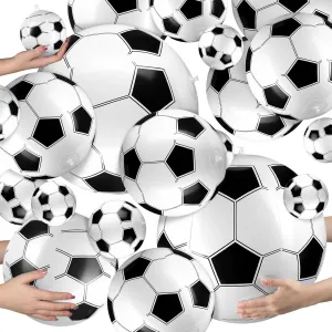 Sratte 20 Pcs Inflatable Beach Balls Bulk, Multiple Sizes Summer Swimming Pool Balls for Boys Girls Adults Hawaii Luau Party Water Games Sand Toys(Black White,Soccer)