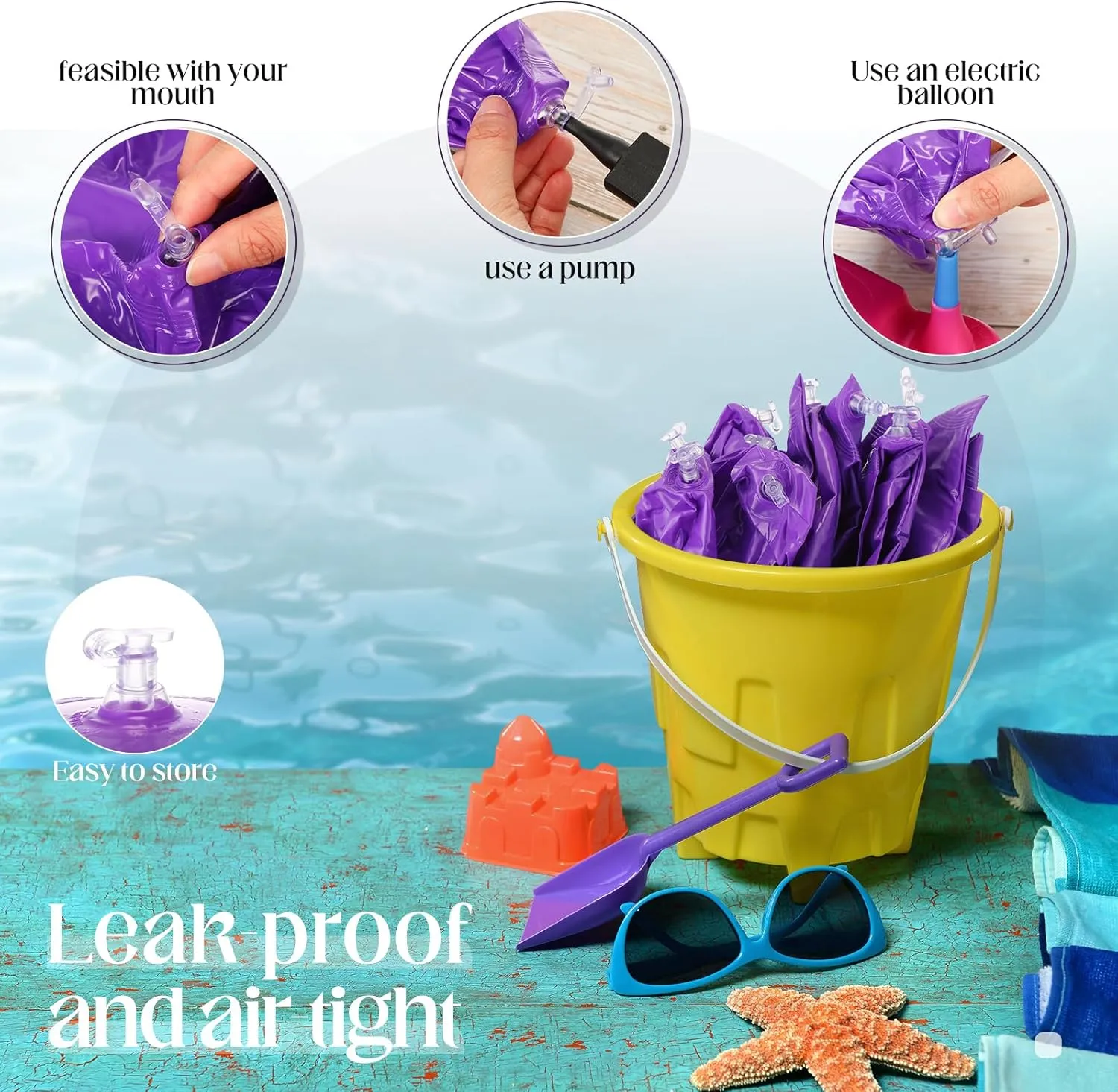Sratte 20 Pcs Inflatable Beach Balls Bulk, Multiple Sizes Summer Swimming Pool Balls for Boys Girls Adults Hawaii Luau Party Water Games Sand Toys(Purple,Classic)