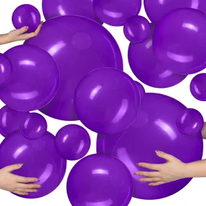 Sratte 20 Pcs Inflatable Beach Balls Bulk, Multiple Sizes Summer Swimming Pool Balls for Boys Girls Adults Hawaii Luau Party Water Games Sand Toys(Purple,Classic)
