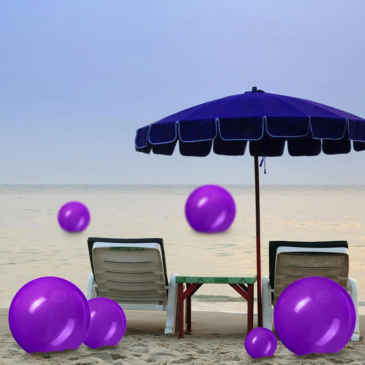 Sratte 20 Pcs Inflatable Beach Balls Bulk, Multiple Sizes Summer Swimming Pool Balls for Boys Girls Adults Hawaii Luau Party Water Games Sand Toys(Purple,Classic)