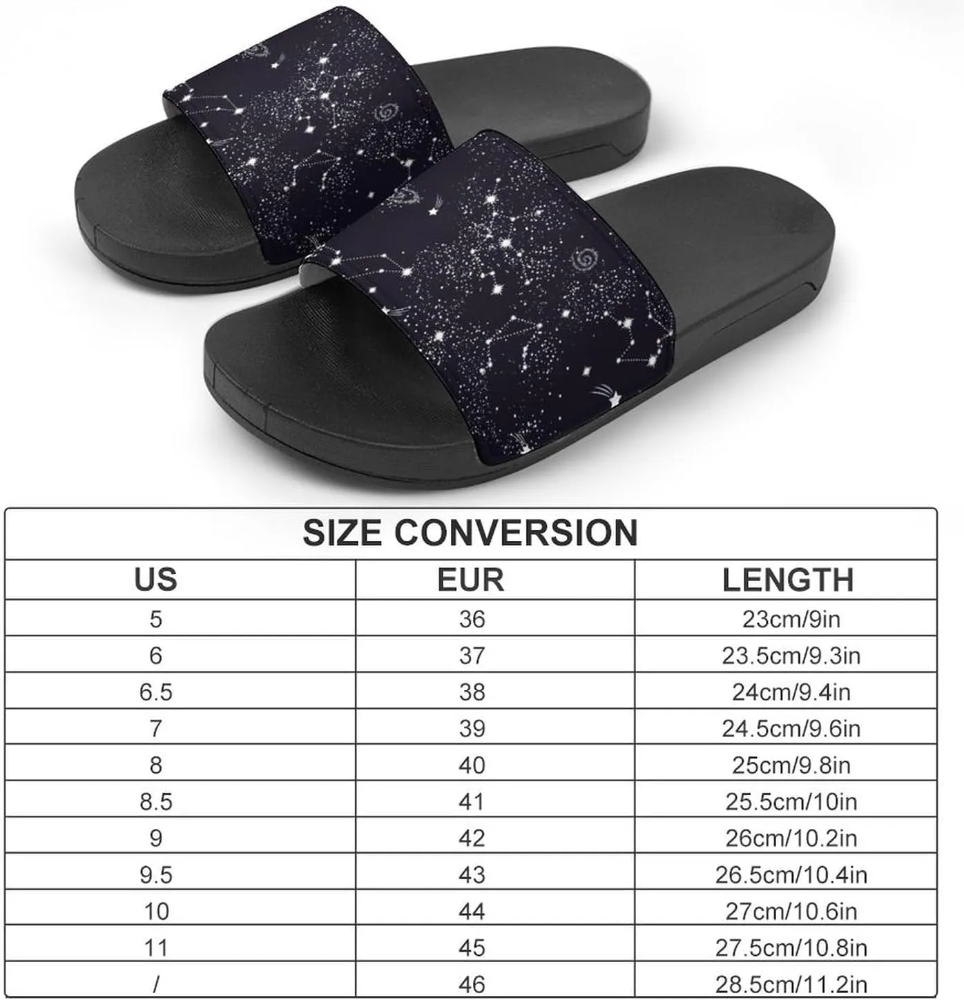 Stars Moon Planet Space Galaxy Universe Pattern PVC Home Slippers Non-Slip Shower Sandals Summer Indoor Outdoor Beach for Men And Women
