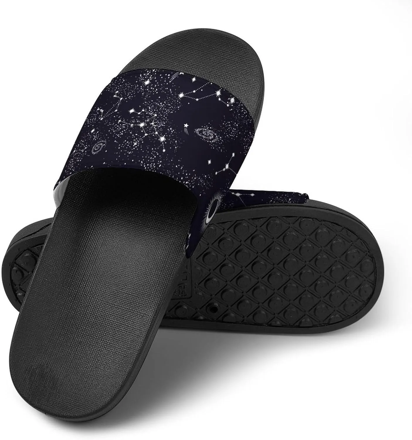 Stars Moon Planet Space Galaxy Universe Pattern PVC Home Slippers Non-Slip Shower Sandals Summer Indoor Outdoor Beach for Men And Women