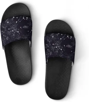 Stars Moon Planet Space Galaxy Universe Pattern PVC Home Slippers Non-Slip Shower Sandals Summer Indoor Outdoor Beach for Men And Women