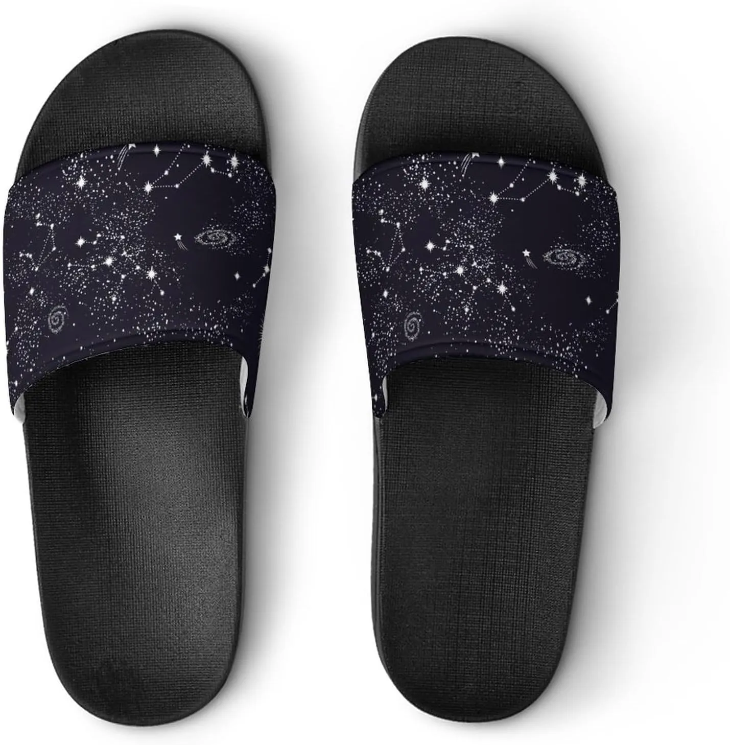 Stars Moon Planet Space Galaxy Universe Pattern PVC Home Slippers Non-Slip Shower Sandals Summer Indoor Outdoor Beach for Men And Women