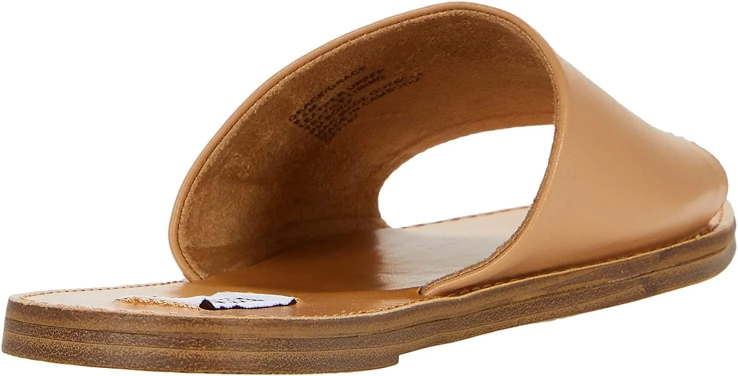 Steve Madden Grace Open Toe Slip-On Strap Slide Sandals Wide Cognac Leather