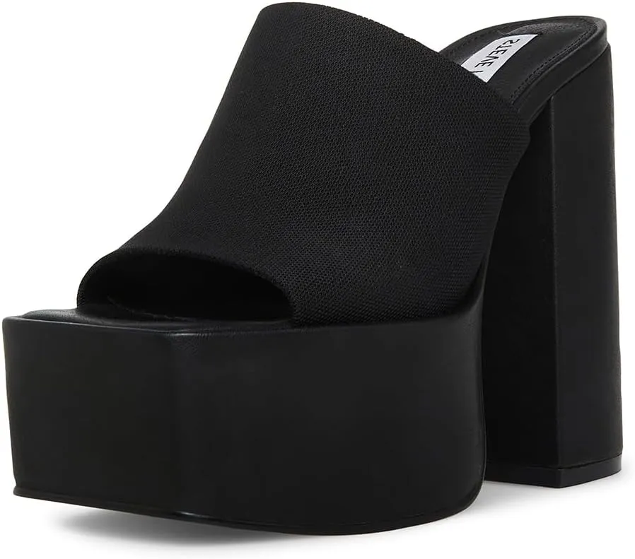 Steve Madden Tristyn Slip On Open Squared Toe Block Heeled Fashion Sandals