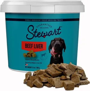 Stewart Single Ingredient Freeze Dried Raw Dog Treats, Beef Liver, 21 Ounce Value Size Resealable Tub, Training Treats or Meal Topper for All Size Dogs, High Protein, Grain-Free, Gluten-Free