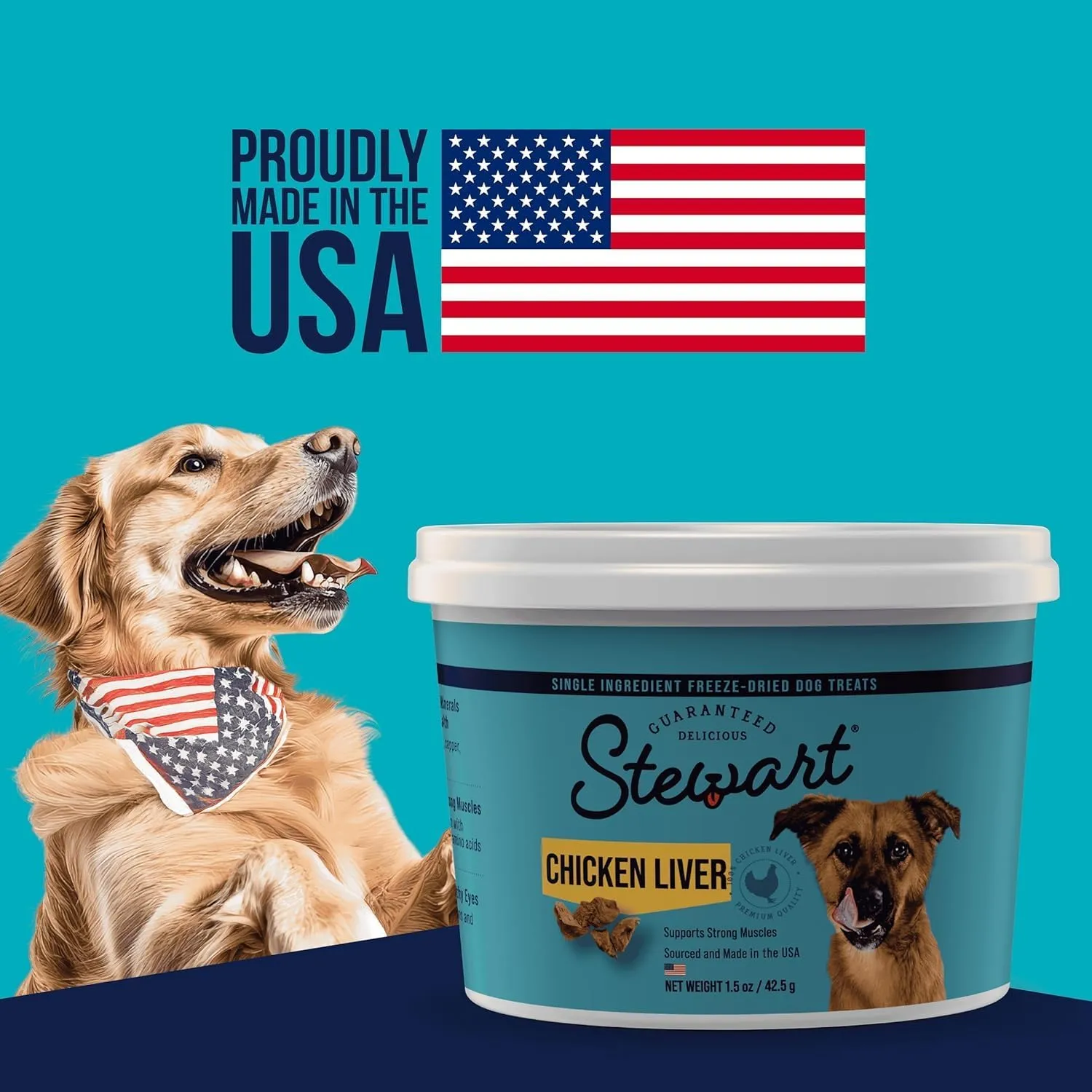 Stewart Single Ingredient Freeze Dried Raw Dog Treats, Chicken Liver, 16.8 Ounce Value Size Resealable Tub, Training Treats or Meal Topper for All Size Dogs, High Protein, Grain-Free, Gluten-Free