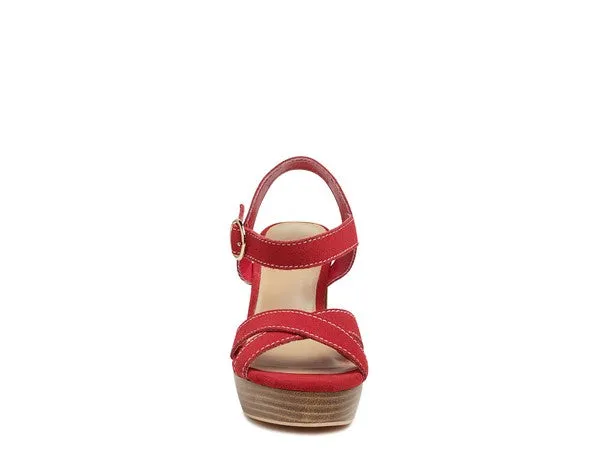 SUEDE LEATHER BLOCK HEELED SANDAL