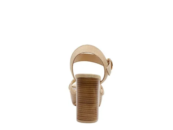 SUEDE LEATHER BLOCK HEELED SANDAL