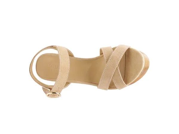 SUEDE LEATHER BLOCK HEELED SANDAL
