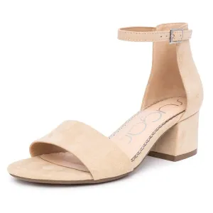 Sugar Women's Low Two Piece Block Heel Dress Shoe Ladies Ankle Strap Pump Sandal-Noelle-Nude-8