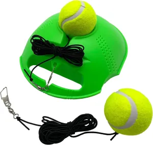 TaktZeit Tennis Trainer Self Training Rebound Baseboard Tennis Training Gear with 2 String Balls (Flash Green 1.0)