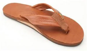 Tan Leather Single Layer With Arch Support Rainbow Ladies Sandals