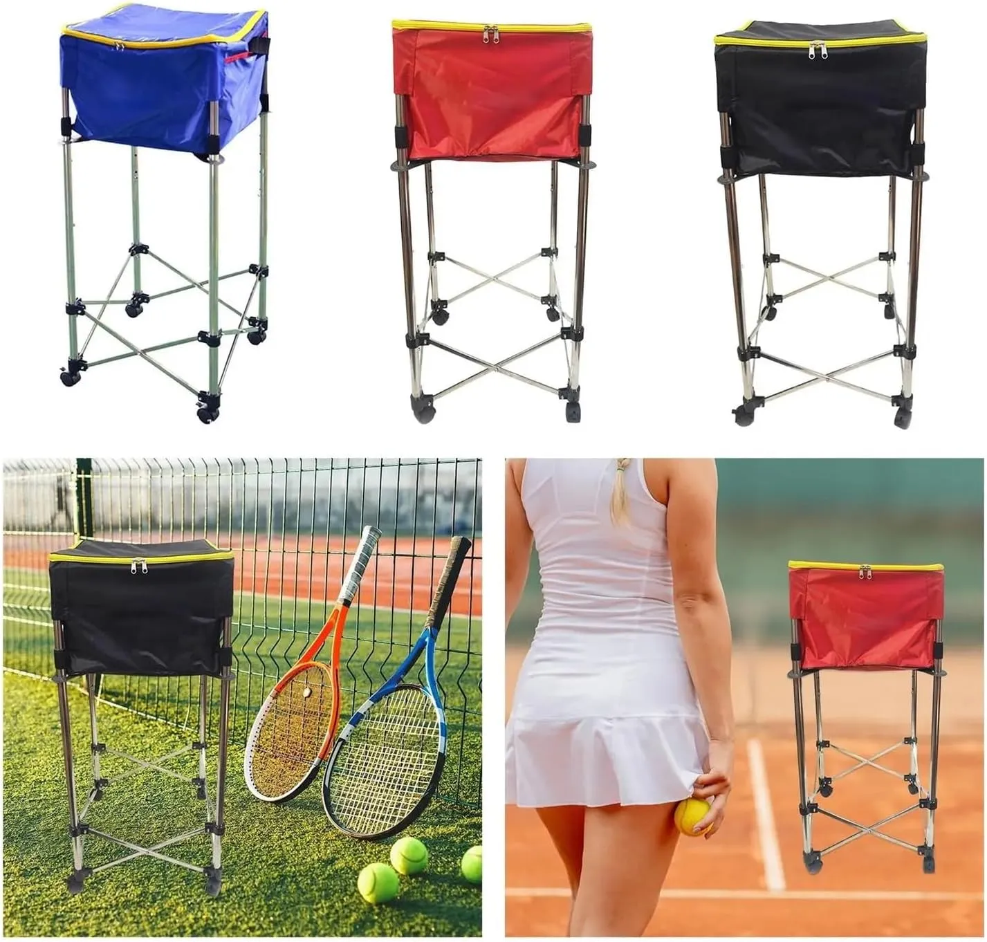 Tennis Ball Cart Removable Tennis Training Device Tennis Trolley with Wheels for Tennis Ball Softball