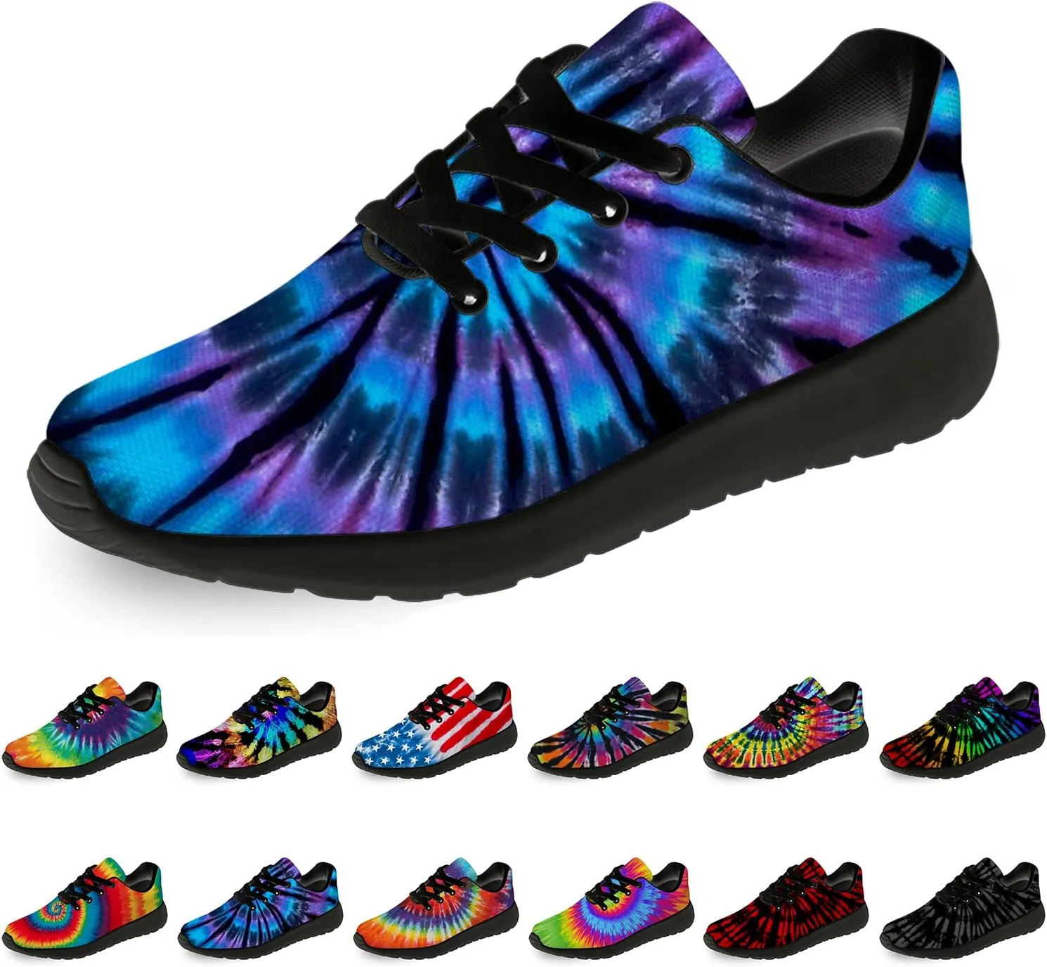 Tie Dye Shoes for Women Men Running Shoes Womens Mens Walking Tennis Sneakers Comfortable Sport Jogging Shoes Gifts