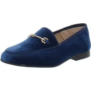 Time-saving Stacked On Classic Slip Sam Fashion Extensive range Heel Loafers Edelman Almond Toe Lior Blue