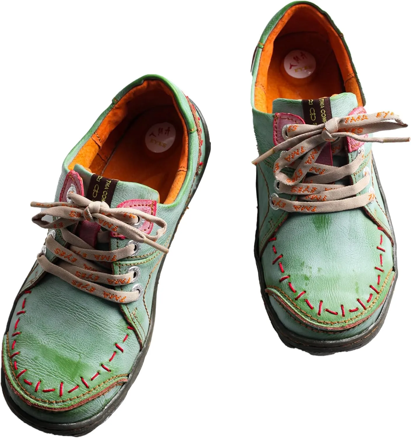 TMA EYES Women 's Hand Stitched Leather Walking Shoes