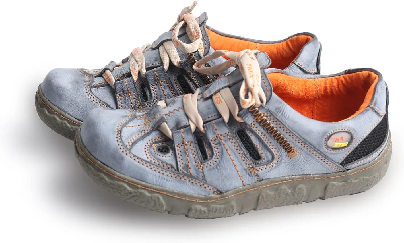 TMA EYES Women's Casual Lace-Up Breathable Mesh and Leather Sneaker