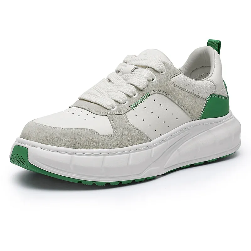 TNV Casual Shoes Thick Bottom Leather Sneaker Laces Up Summer Breathable DS3350