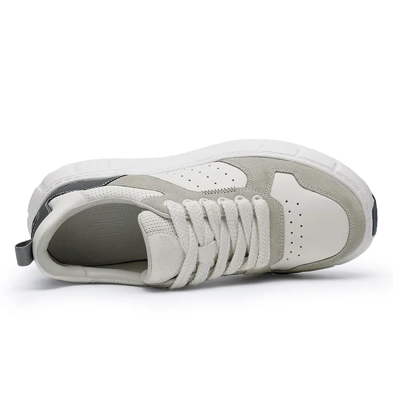 TNV Casual Shoes Thick Bottom Leather Sneaker Laces Up Summer Breathable DS3350