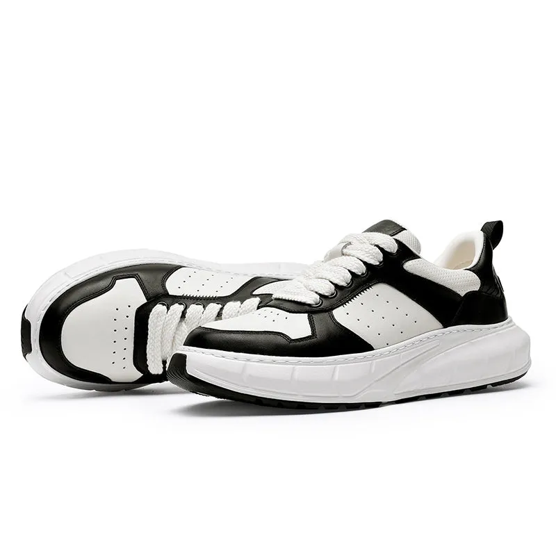 TNV Casual Shoes Thick Bottom Leather Sneaker Laces Up Summer Breathable DS3350