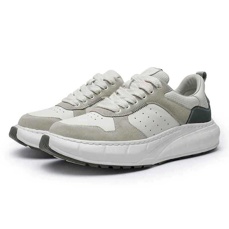 TNV Casual Shoes Thick Bottom Leather Sneaker Laces Up Summer Breathable DS3350