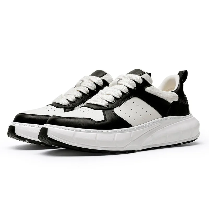 TNV Casual Shoes Thick Bottom Leather Sneaker Laces Up Summer Breathable DS3350