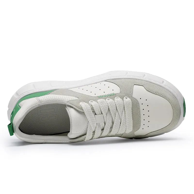 TNV Casual Shoes Thick Bottom Leather Sneaker Laces Up Summer Breathable DS3350