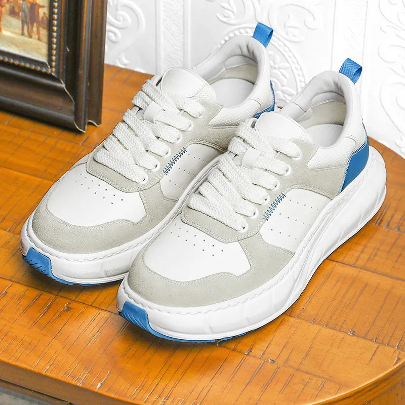 TNV Casual Shoes Thick Bottom Leather Sneaker Laces Up Summer Breathable DS3350