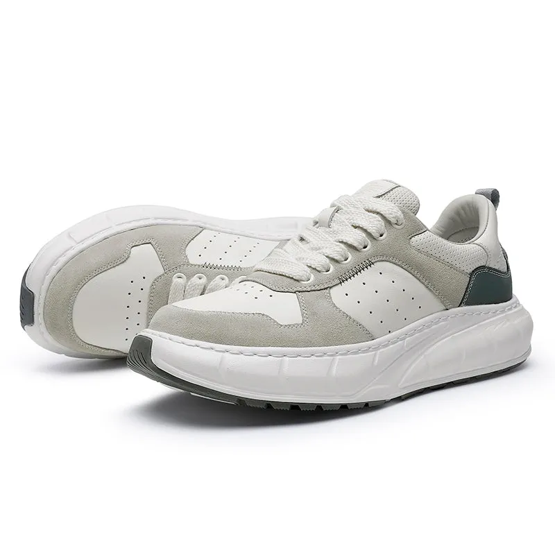 TNV Casual Shoes Thick Bottom Leather Sneaker Laces Up Summer Breathable DS3350