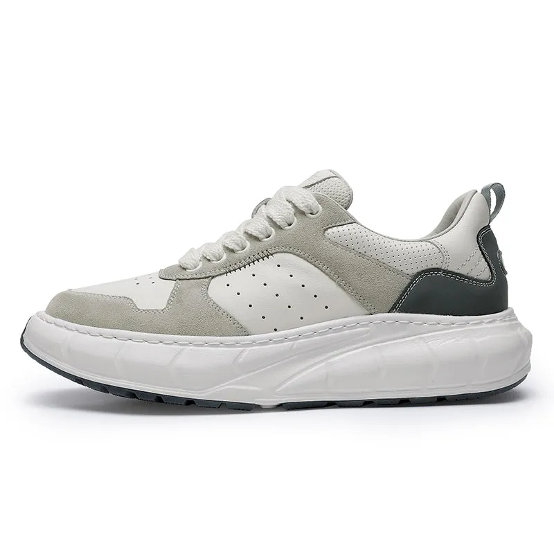 TNV Casual Shoes Thick Bottom Leather Sneaker Laces Up Summer Breathable DS3350