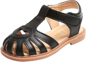 Toddler Baby Girls Sandals Slip On Falts Shoes Cute Weave Hollow Out Non-Slip Soft Sole Beach Sandal Shoe Comfort R-776 Black 13.5