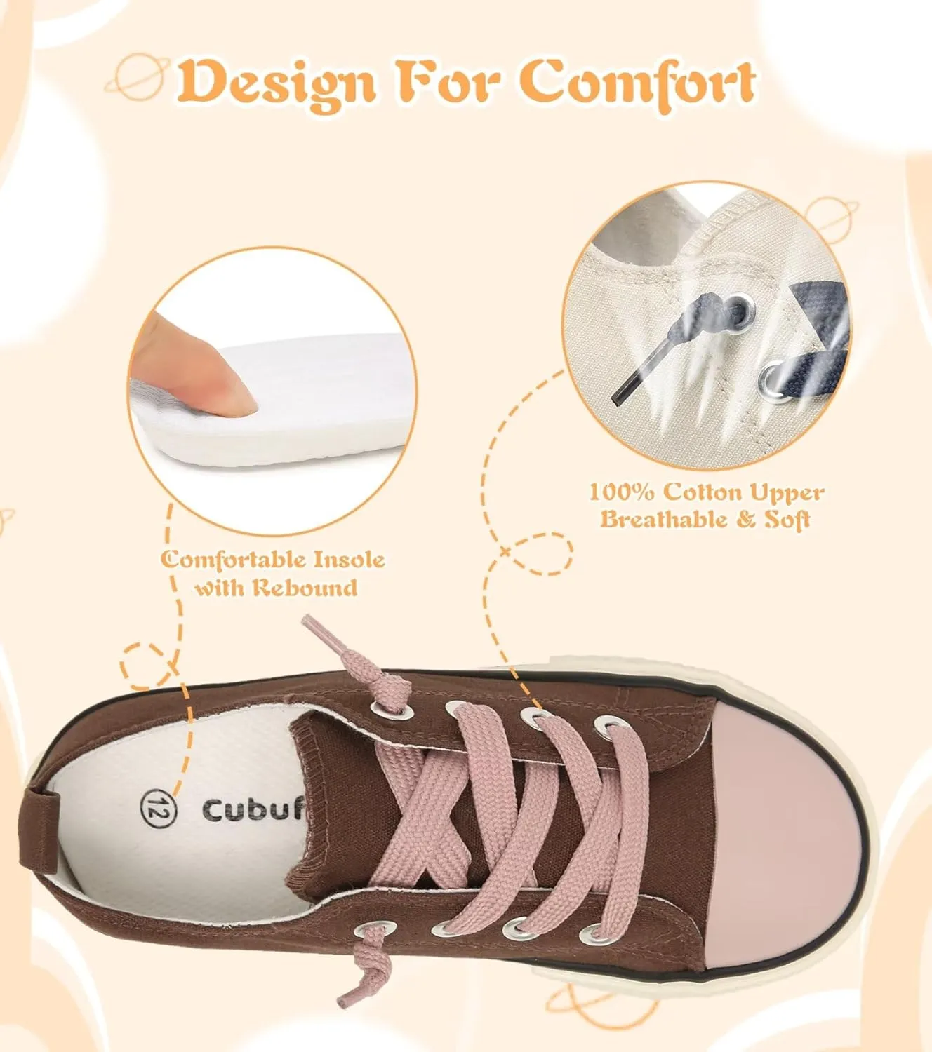Toddler Little Kid Cushioned Canvas Shoes Slip On Sneakers Soft and Durable