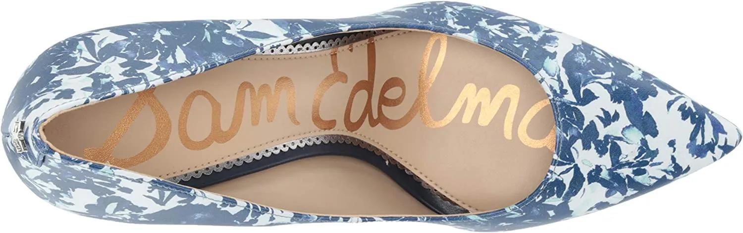 Toe Risk-free Local delivery Edelman Blue Pointy Hazel Toile Floral Stiletto Multi Heel Sam Pumps Slip On
