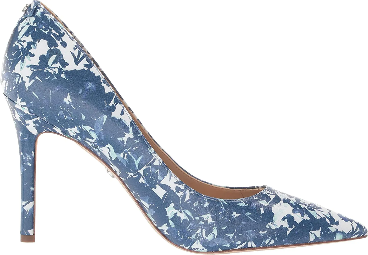 Toe Risk-free Local delivery Edelman Blue Pointy Hazel Toile Floral Stiletto Multi Heel Sam Pumps Slip On