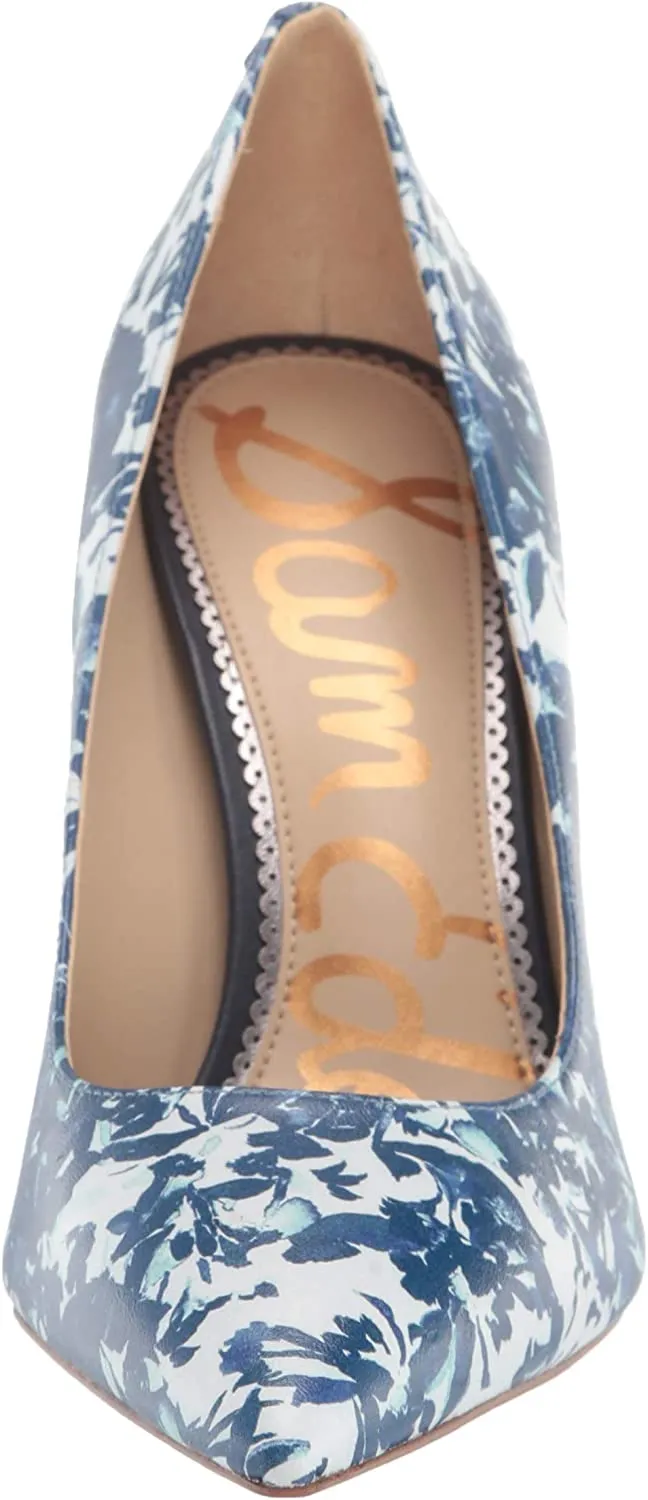 Toe Risk-free Local delivery Edelman Blue Pointy Hazel Toile Floral Stiletto Multi Heel Sam Pumps Slip On