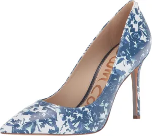 Toe Risk-free Local delivery Edelman Blue Pointy Hazel Toile Floral Stiletto Multi Heel Sam Pumps Slip On