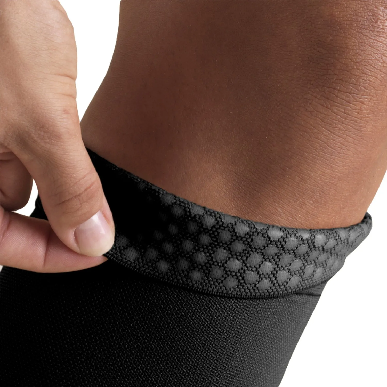 Truform 20-30 mmHg Compression Stockings for Men and Women, Thigh High Length, Dot-Top, Open Toe, Black, 2X-Large