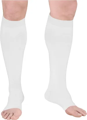 Truform Surgical Stockings, 18 mmHg Compression for Men and Women, Knee High Length, Open Toe, White, Small