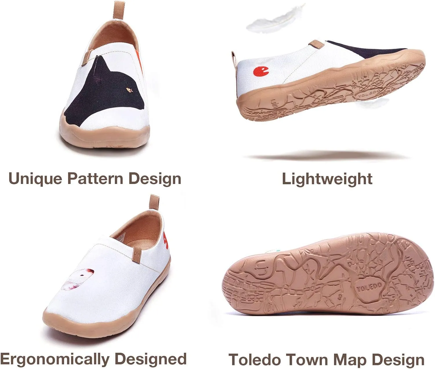 UIN Women's Slip On Sneakers Casual Loafers Knitted Art Painted Comfort Soft Walking Shoes