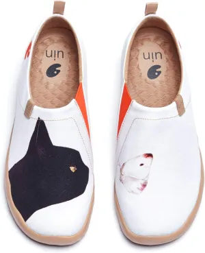 UIN Women's Slip On Sneakers Casual Loafers Knitted Art Painted Comfort Soft Walking Shoes