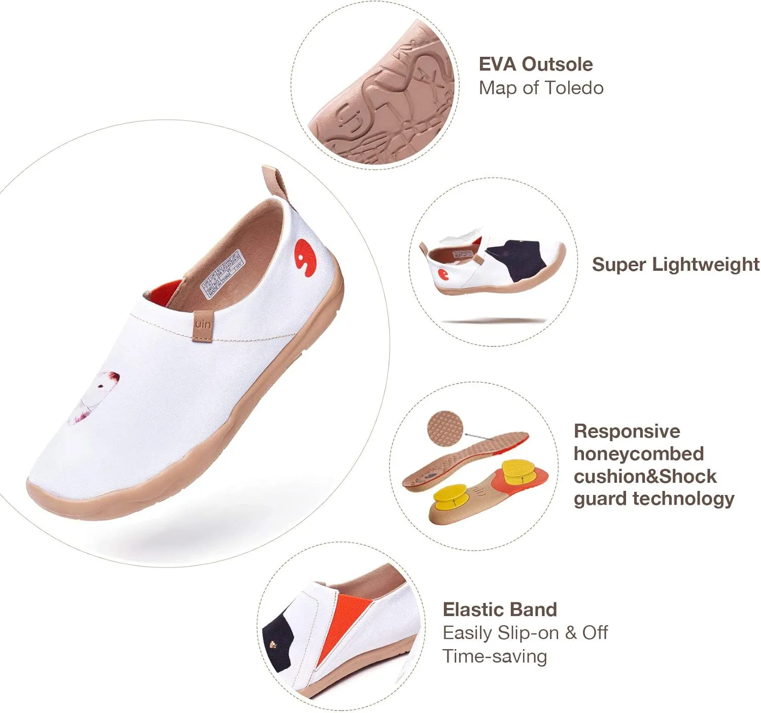 UIN Women's Slip On Sneakers Casual Loafers Knitted Art Painted Comfort Soft Walking Shoes