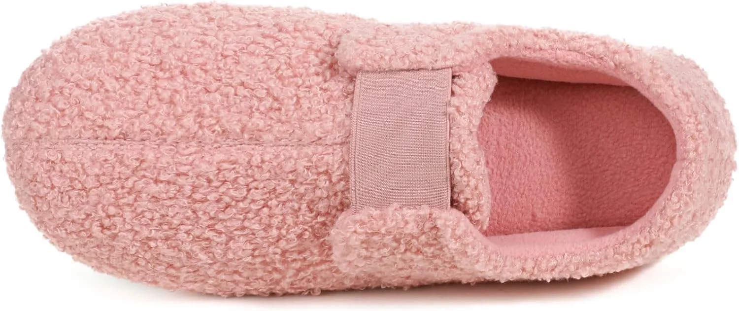 ULTRAIDEAS Women's Soft Curly Fleece Closed Back Indoor Slippers, House Slippers for Women With Elastic
