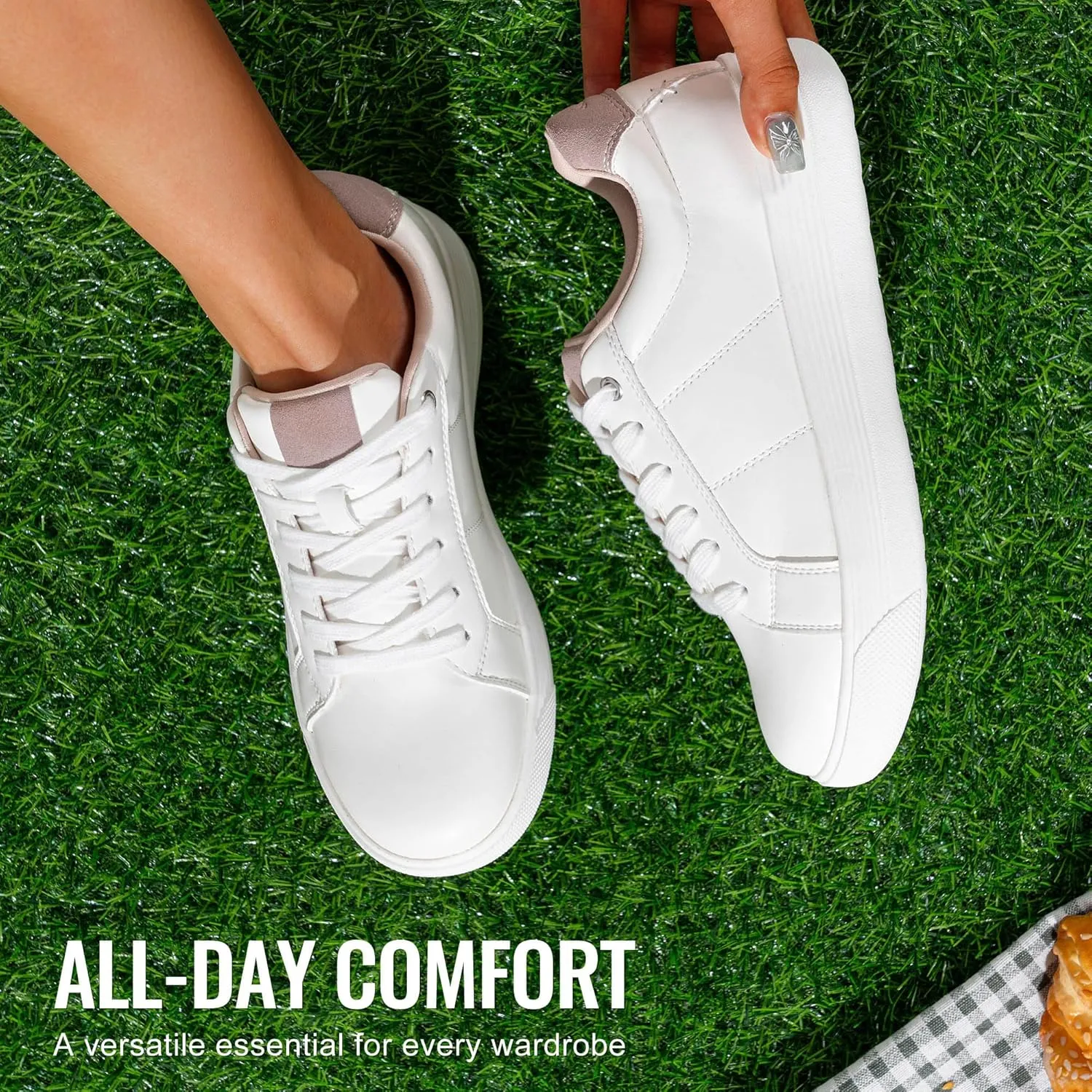 Vepose White Casual Walking Sneakers for Women Fashion Comfortable Slip On Low Top 8013 Shoes