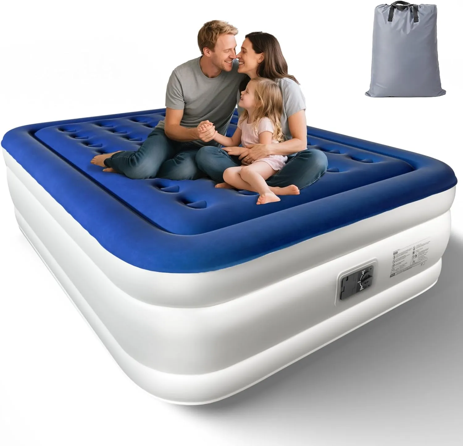 VINGLI Queen Air Mattress with Built-in Pump, 18 Raised Blow Up Mattress with Soft Flocked Top, Leakproof Inflatable Mattress for Camping, Home, Guests,with Storage Bag