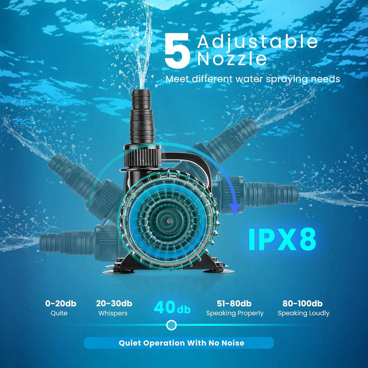 VIVOHOME Electric 100W 1600GPH Submersible Water Pump for Koi Pond Pool Waterfall Fountains Fish Tank and Aquarium