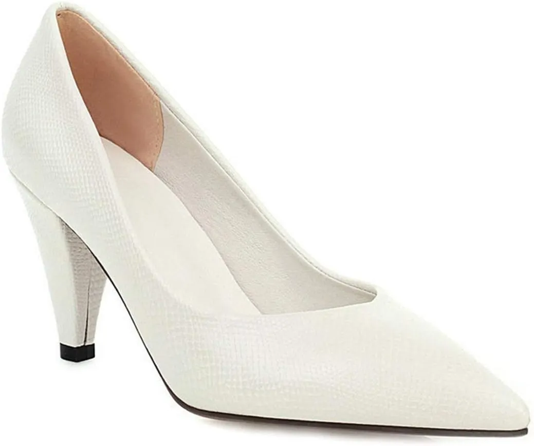 VOKLIN Women's Fashion Pointed Toe Comfy Kitten Low Heels Pumps Slip On Formal Work Office Dress Pump Shoes
