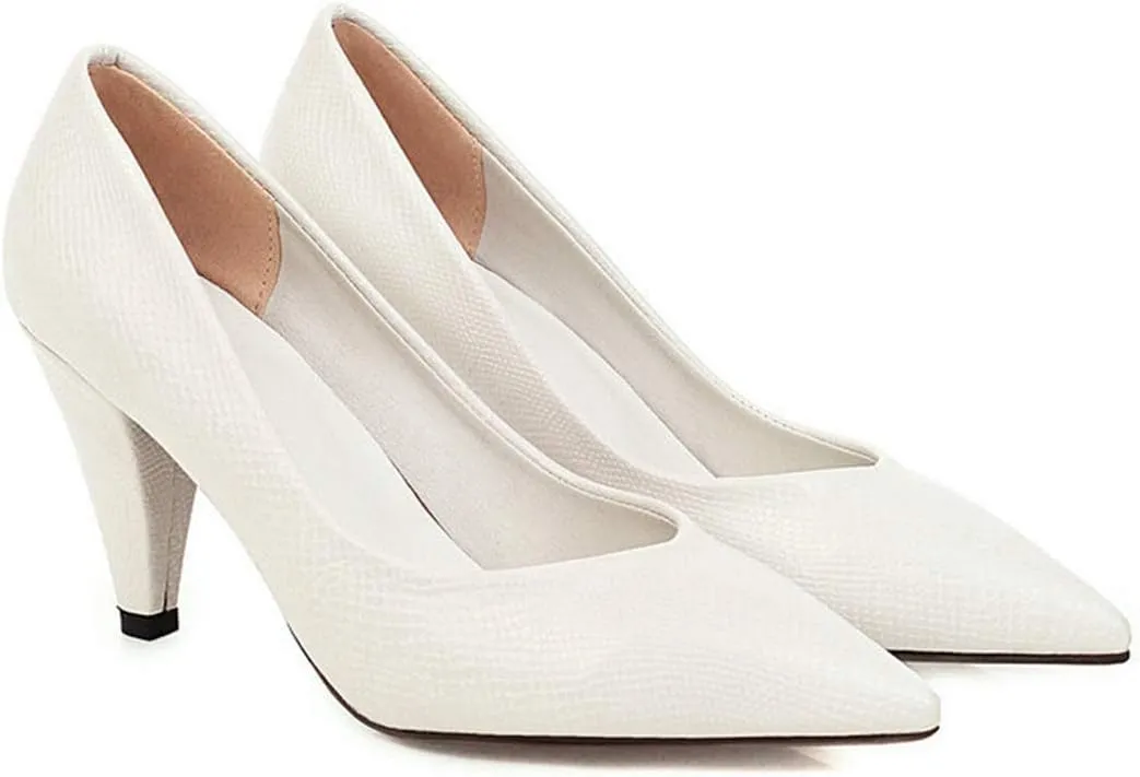VOKLIN Women's Fashion Pointed Toe Comfy Kitten Low Heels Pumps Slip On Formal Work Office Dress Pump Shoes