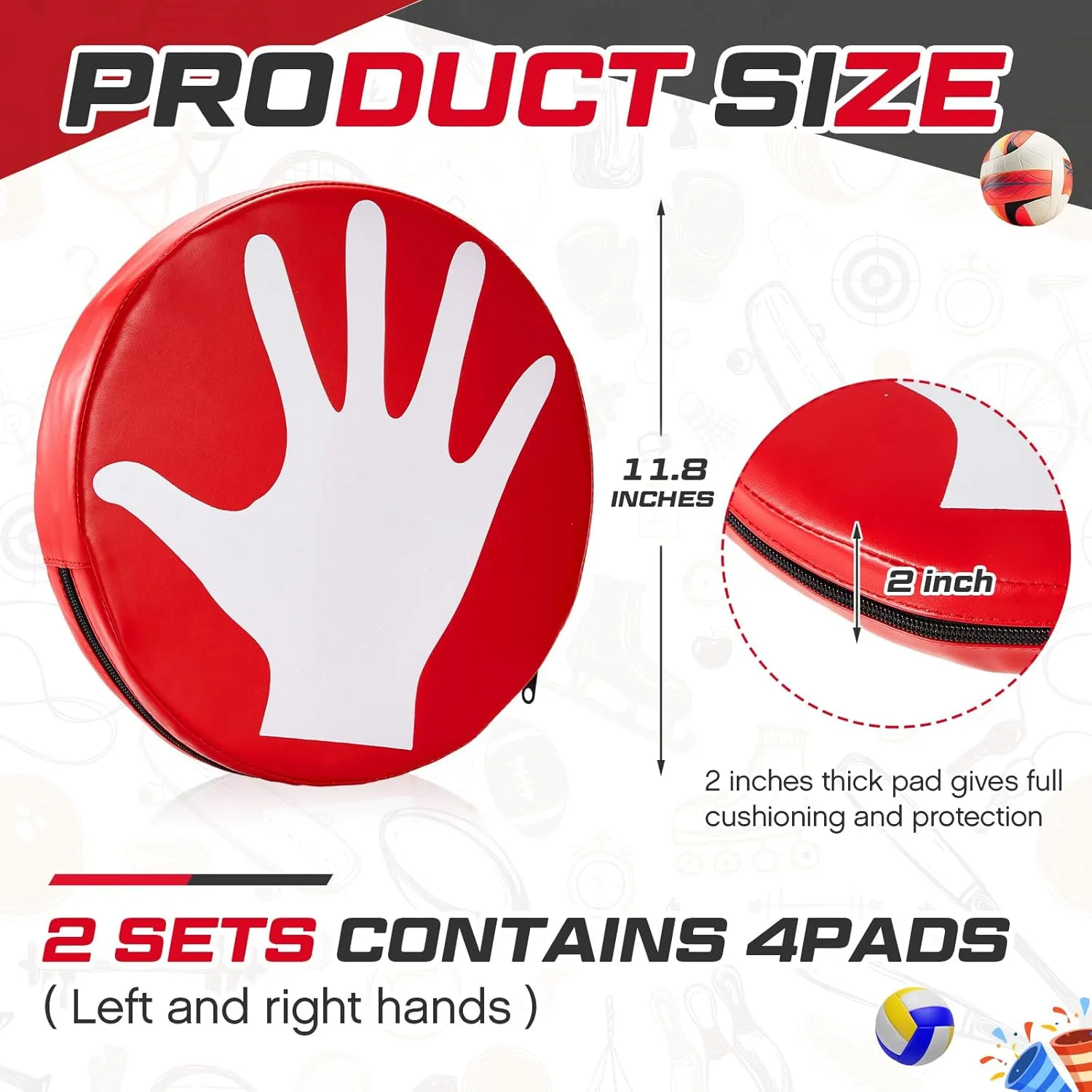 Volleyball Blocking Pad Volleyball Setter Training Equipment Red Round Volleyball Training Aid Player for Hitting and Blocking Mimics Hand Hitting Trainer Protects Blockers Hands